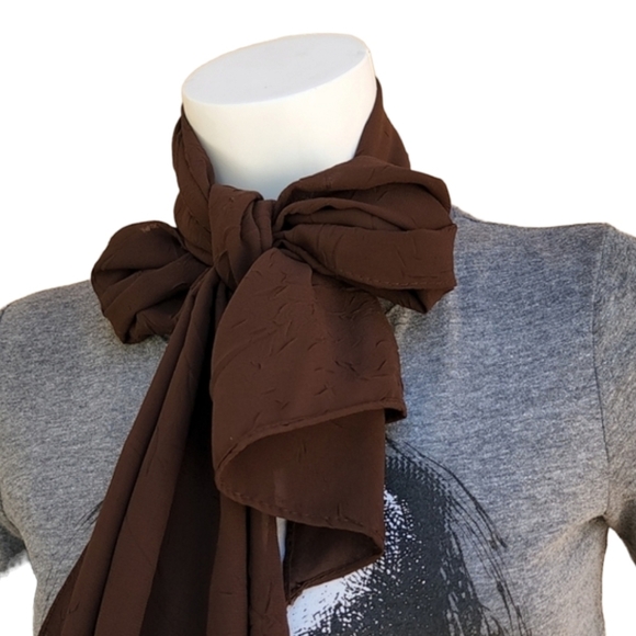 Brown Crinkled Textured Rectangle Chiffon Scarf Wrap Hijab from Egypt - Picture 2 of 10